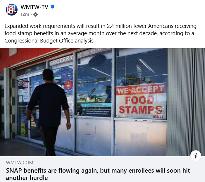 #Maine #MEpolitics 
Able-bodied food stamp enrollees will have to work, volunteer or participate in job training if they want the 'free' food.

<a href="/MainePaulLePage/">Paul LePage</a> spearheaded this in Maine when he was Governor to reduce waste, fraud, and abuse.