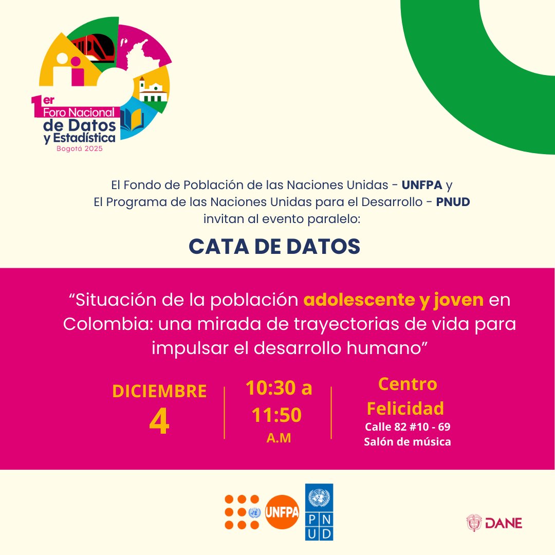 PnudColombia's tweet image. ¿Sabes cómo identificar buenos datos, que sean útiles y le sirvan a jóvenes y adolescentes a tomar mejores decisiones en política pública? 

Ven a esta &quot;cata de datos&quot; para degustar la riqueza de la información y que con datos, impulsemos el Desarrollo Humano en Colombia 🇨🇴