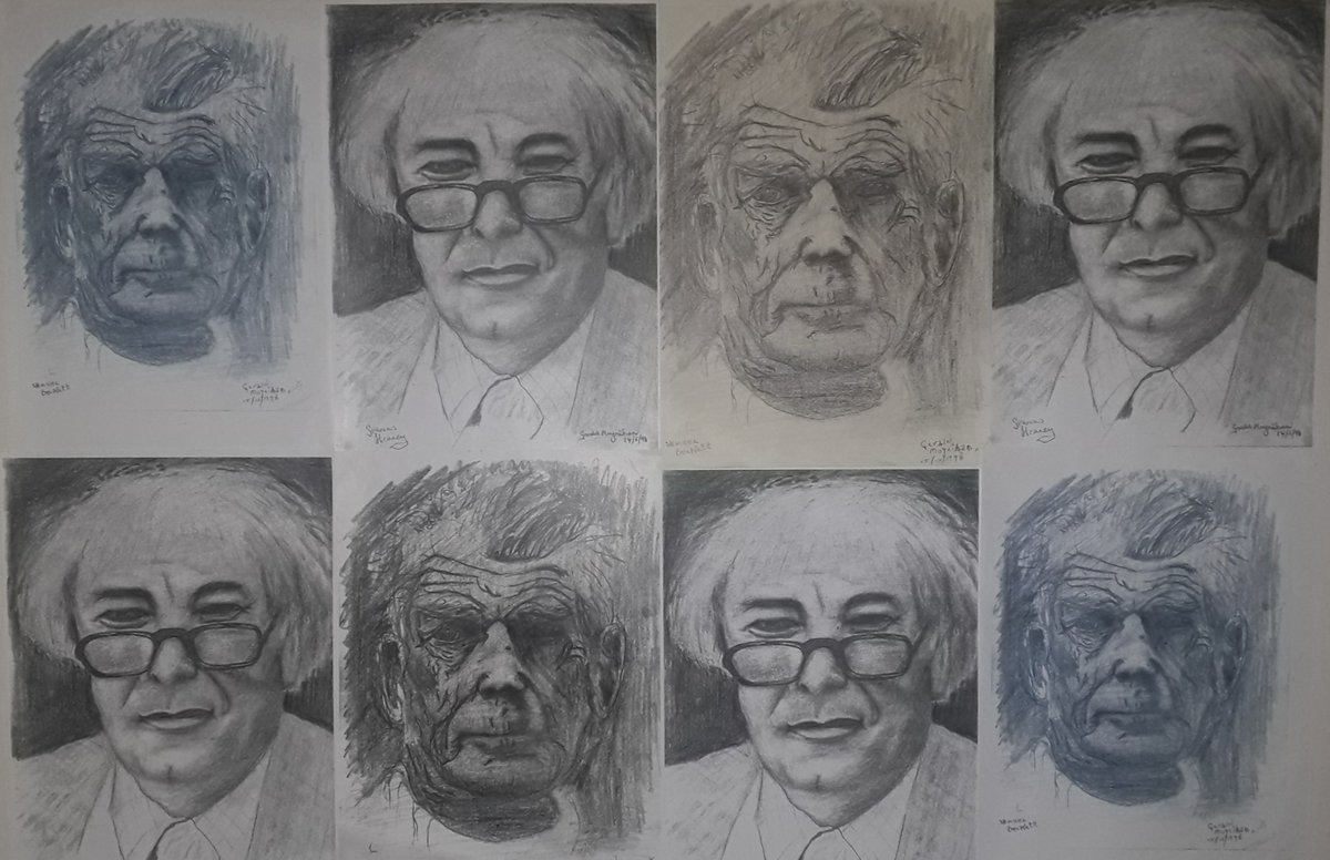 GerryMoynihan's tweet photo. 4 Samuel Becketts and 4 Seamus Heaneys...

Just passing the time while #WaitingForGodot...🎭

#Art #Writers #IrishWriters #PencilDrawings #SamuelBeckett #SeamusHeaney #Poetry #Playwright #AmWriting  #writingcommmunity #writerslife https://t.co/e4cIOSKrbc