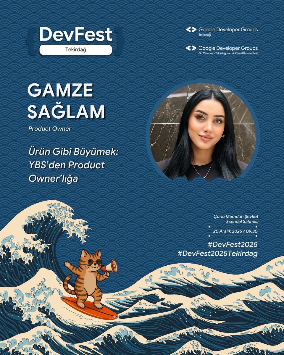 🔥 DevFest Tekirdağ’a yüksek enerji geliyor!
Gamze Sağlam; üniversite yıllarında çalışmanın kattıklarını, Product Owner deneyimlerini ve YBS’nin kariyerindeki rolünü ilham verici bir hikâyeyle paylaşacak.

📅 20 Aralık
📍 Memduh Şevket Esendal
🎟️ Kayıt: bit.ly/devfest2025tek…