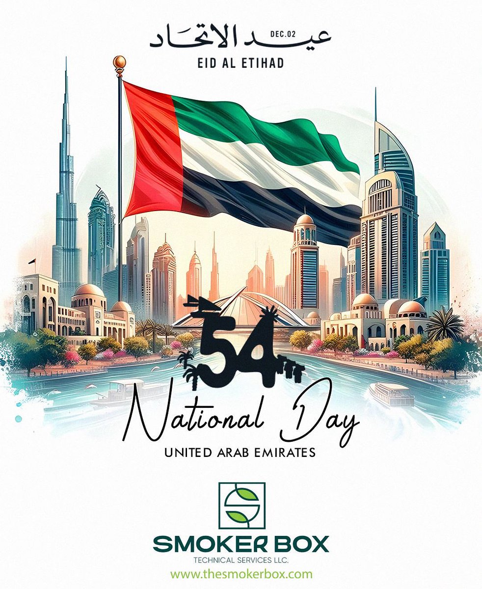 Smokerbox_ae's tweet photo. 🇦🇪 Celebrating 54 years of unity, strength, and unstoppable progress.
Happy UAE National Day! ✨
#eidaletihad54 https://t.co/rKHT0GJLyU