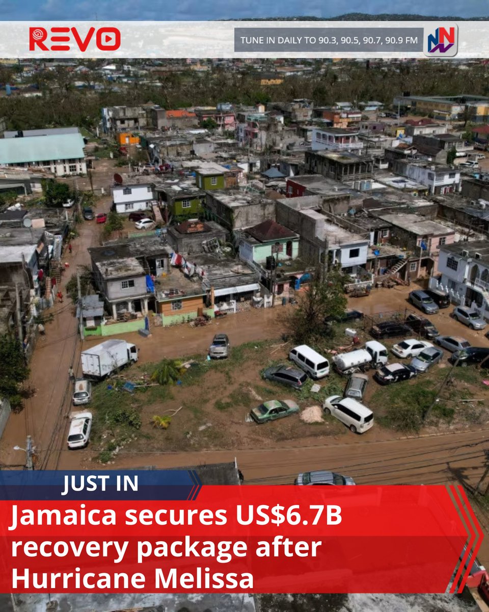 JUST IN: Jamaica is set to receive up to US$6.7 billion in international support over the next three years to help rebuild after Hurricane Melissa.

The announcement was made by the International Monetary Fund, IMF, on Monday.

READ MORE HERE: revonews.ai/news/jamaica-s…