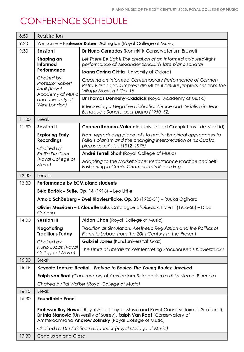 We’ve got a day packed with performances and presentations! Explore the conference schedule below. See you on Monday, 15 December 2025, at the Royal College of Music!
