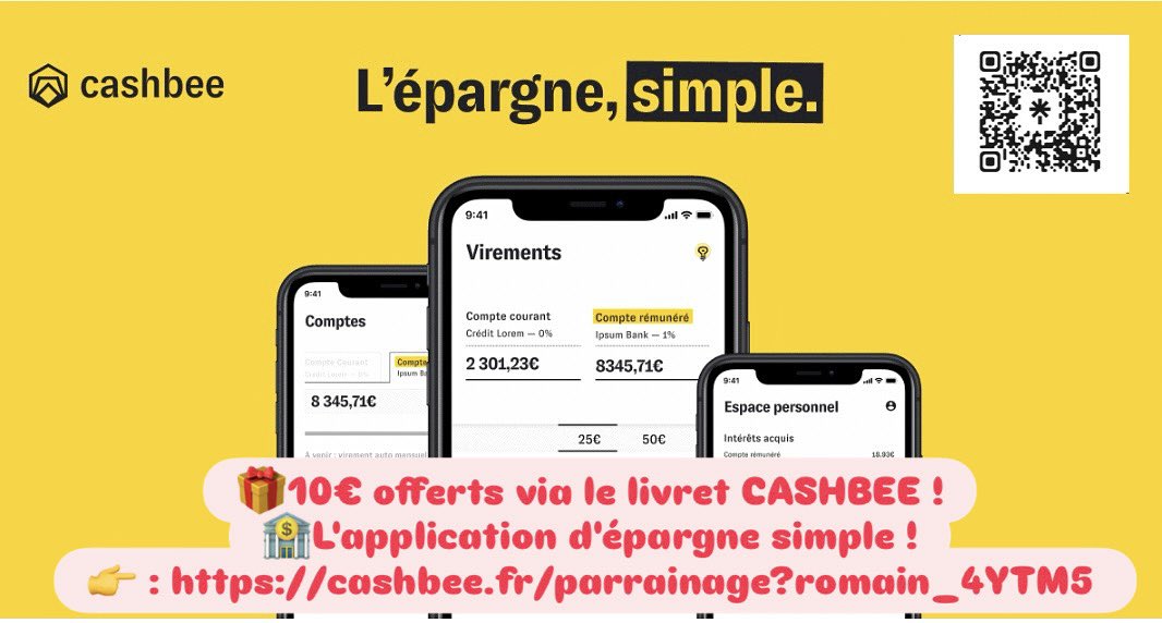 Homme_deValeurs's tweet photo. 🎁10€ offerts via le livret CASHBEE !
🏦L'application d'épargne simple ! (fonds euros,PER, SCPI,Assurance-vie)+ 2% d'intérêt sur ton cash!
👉 : https://t.co/pWSLUKrCcP 
✅Inscription via le lien, dépôt initial de 10€ sur le livret
#Cashbee #banque #parrainage #épargne #argent https://t.co/UssX4dzYWj