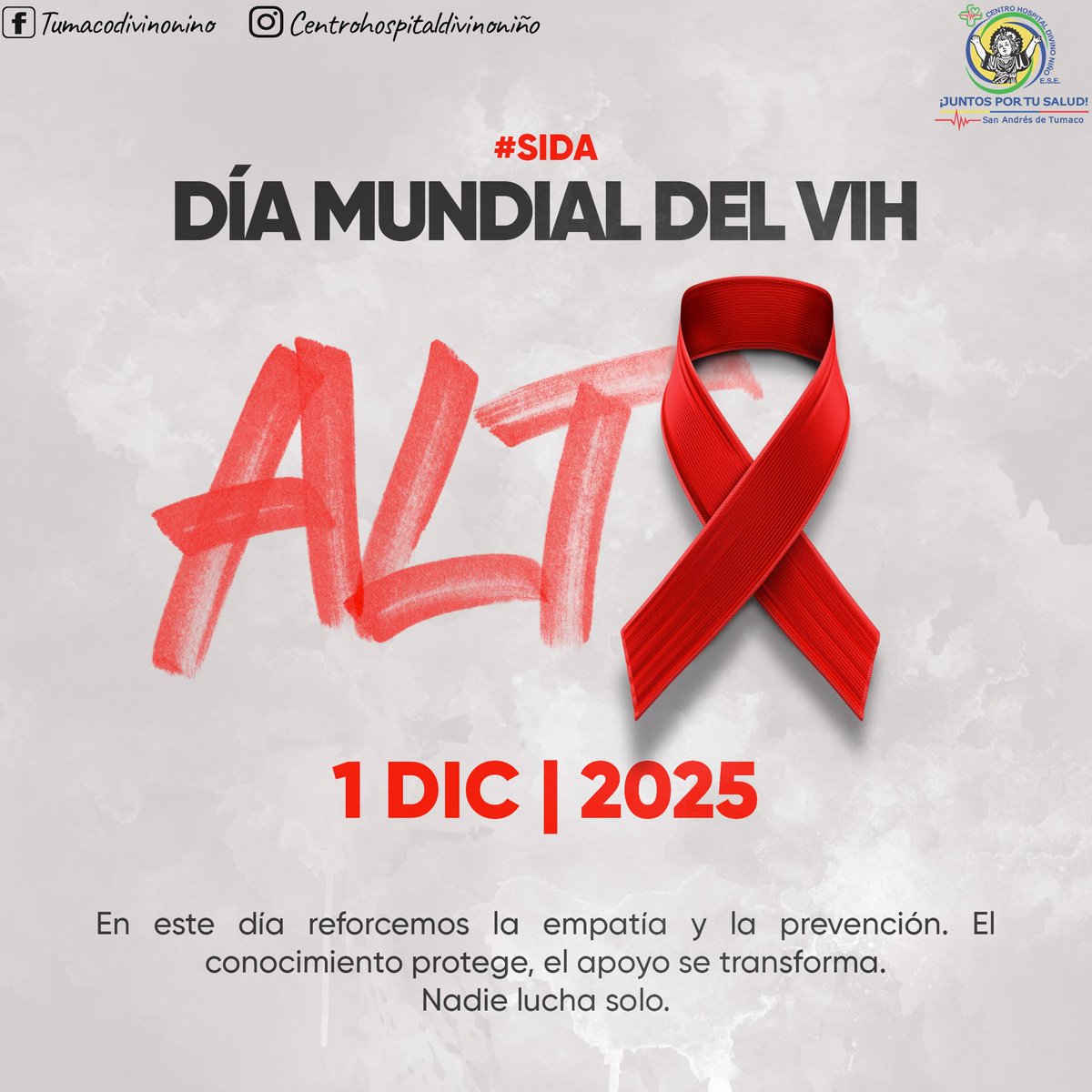 CHDN1's tweet image. #HOY ❤️‍🩹 1 DIC: Día Mundial del VIH/SIDA. Llamamos a la reflexión y al cuidado mutuo. Requerimos información, prevención y empatía.
Cuidarnos es responsabilidad colectiva: usa protección, hazte la prueba y elimina el estigma. #VIH
#SIDA