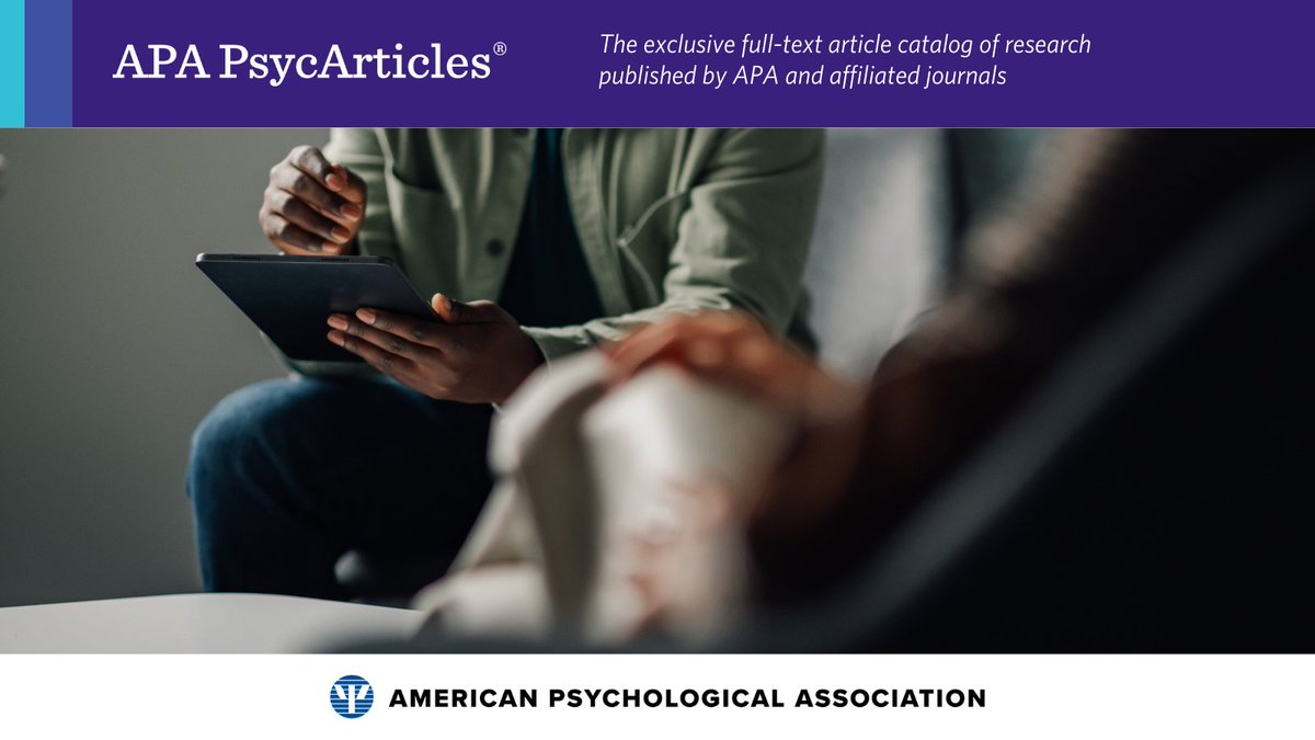 APA_Databases's tweet image. Discover the latest targeted #peerreviewed research from @APA_Journals, available in APA #PsycArticles. New special issues feature deep dives on #trauma, emotional intelligence, #diversity, and more: bit.ly/47RkZgC