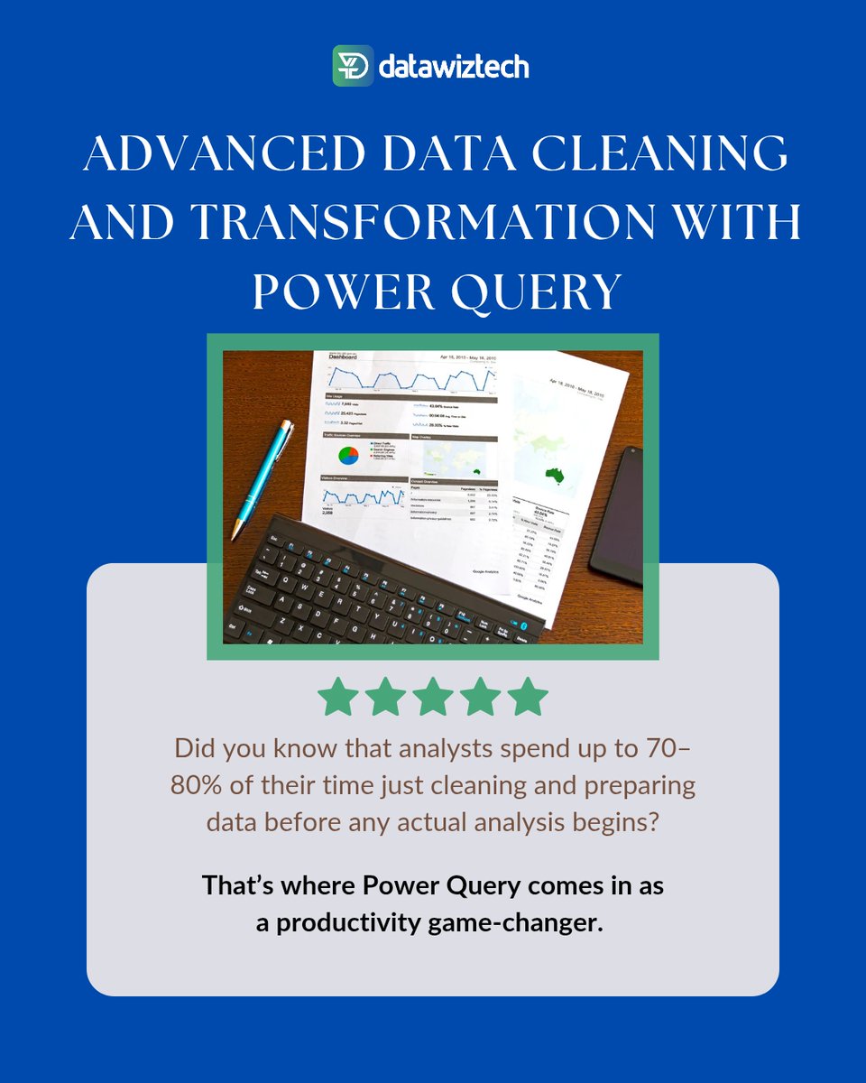 Datawiztec's tweet image. The Hard Truth of Data Analytics: Beyond the Dashboard!

Data analysis is far more than just sleek dashboards and instant insights. The real work and the real value is in the trenches: Defining the problem clearly, meticulously cleaning messy data (analysts spend up to 80% of…