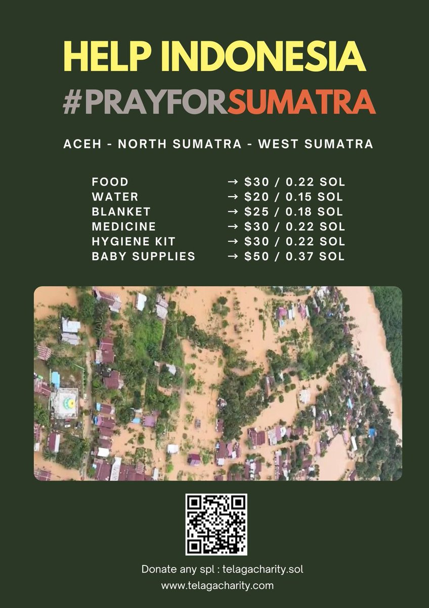 SOL 기부 옵션이 포함된 인도네시아 홍수 구호 포스터
