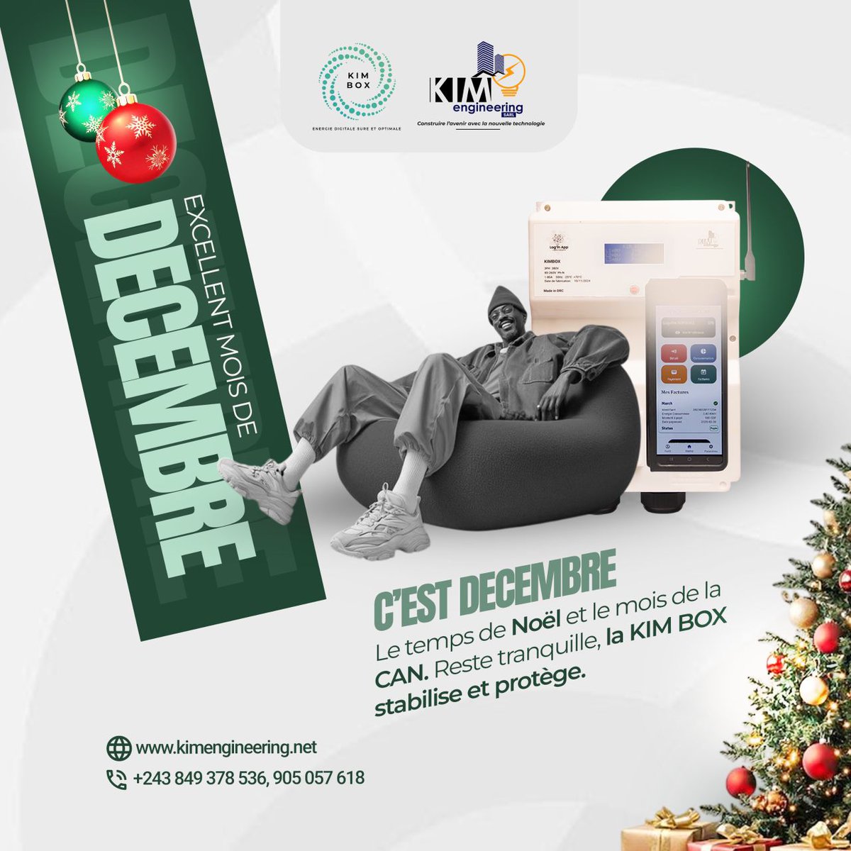 engineering_kim's tweet image. Décembre est là ! 🎄

Entre l’esprit de Noël 🎄et la ferveur de la CAN🏟️
reste serein 😊: la KIM BOX veille, stabilise et protège ton foyer.⚡️🏠

Excellent mois de décembre avec KIM Engineering ! 👷‍♂️

#Souhait #décembre 
#kimbox #fêtes #Sérénité