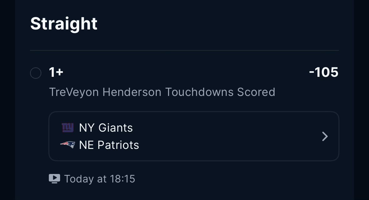 TheLineLeak28's tweet photo. Treveon Henderson ATTD -105 on espnbet. Great value here. Best line out there https://t.co/MsjHpwp4fy