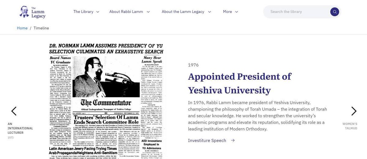LammLegacy's tweet photo. New site feature! 

There’s now an interactive timeline with major moments from Rabbi Lamm life. You can scroll through the decades, see vintage photos, and click into key events to explore related archival content. 

https://t.co/Hruuf5N3kd https://t.co/G52e4YH2Sl