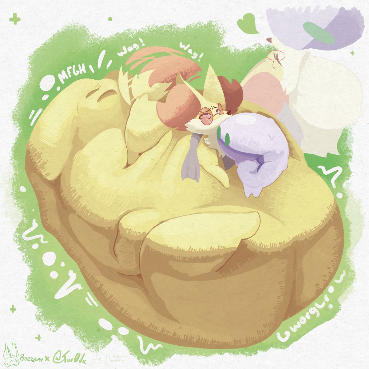 Rararazzbian's tweet photo. Phoxmas Day 1

@RoboTeshi’s Fennekin slurping down the remaining tail of a large Goodra. How does he fit all that in there!!

A lovely collab with my good friend @Tur0dx. Check his page on the 3rd for the next Phoxmas pic! (And just check him out in general he’s awesome) https://t.co/zWXoyhqzt5