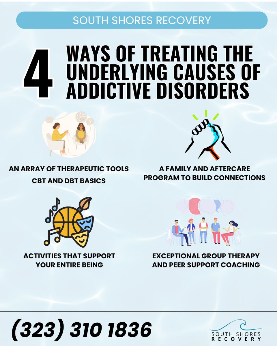 SoShoreRecovery's tweet photo. 4 Ways of Treating the Underlying Causes of Addictive Disorders'

Without treatment programs that are holistic – or heal the entire person, you’re only addressing a portion of the problem.

We use a combination of all of the following: https://t.co/QeCt95LBe6