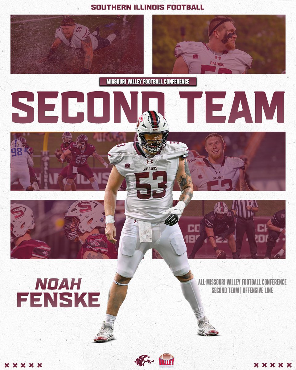 𝐍𝐨𝐚𝐡 𝐅𝐞𝐧𝐬𝐤𝐞. 𝐀𝐥𝐥-𝐌𝐕𝐅𝐂 𝐒𝐞𝐜𝐨𝐧𝐝 𝐓𝐞𝐚𝐦.

The veteran offensive lineman led a group that ranked top 15 in the nation in both rushing offense and sacks allowed 💪

#Salukis | #BuiltFor