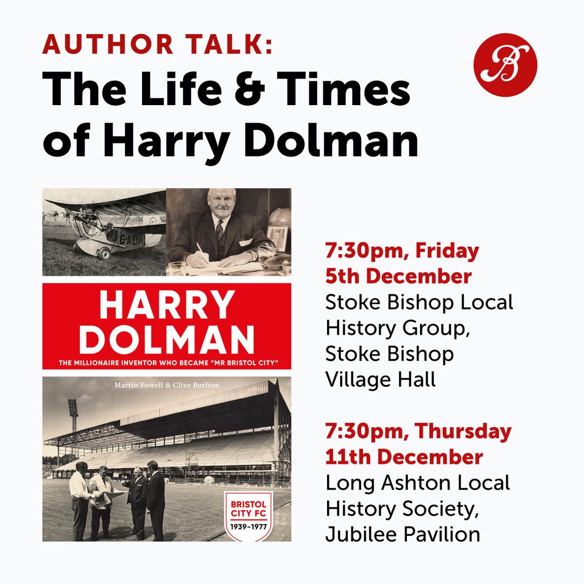 Author talk:
The Life &amp; Times of Harry Dolman

Talk by author Clive Burlton on the multi-millionaire, inventor, draughtsman and engineer, Harry Dolman OBE, who’s love of football led him to Bristol City Football Club where he became director, chairman and president.