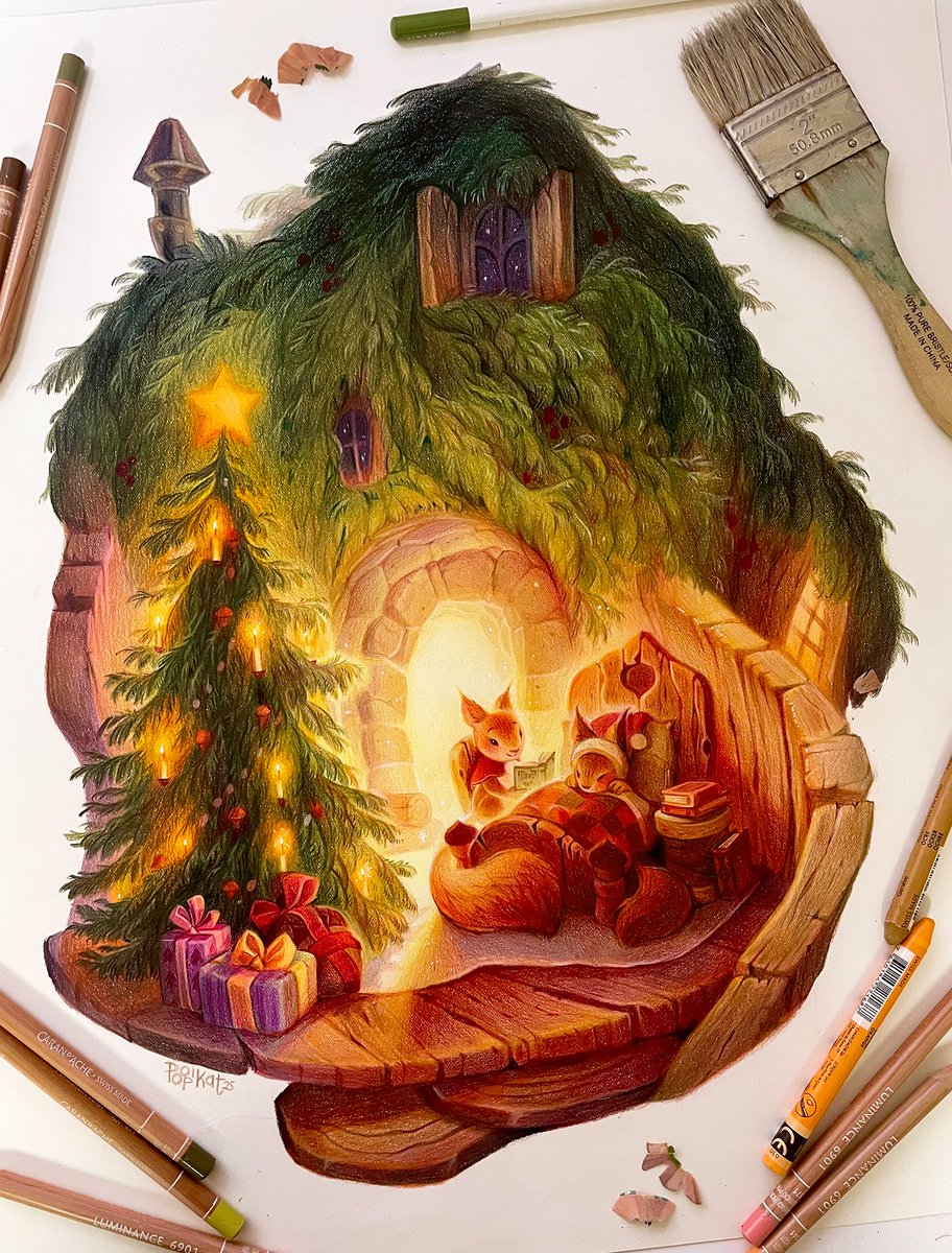 🎄 Happy 1st of December! 🎄 here’s my newest traditional art piece!