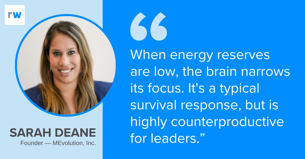 GetReworked's tweet image. When your leaders are drained the brain slips into survival mode and reactive decisions replace vision. Reworked Contributor Sarah Deane explores why burnout is creating reactive leadership and how building back energy reserves can help leaders move from reacting to leading…