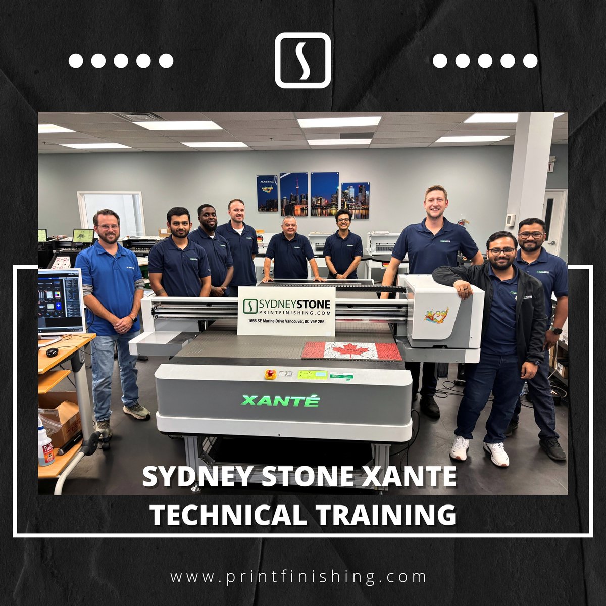 This October, the Sydney Stone service department gathered at our Mississauga head office for a hands-on technical training session with Xante, focused on the Xante X Series printers.