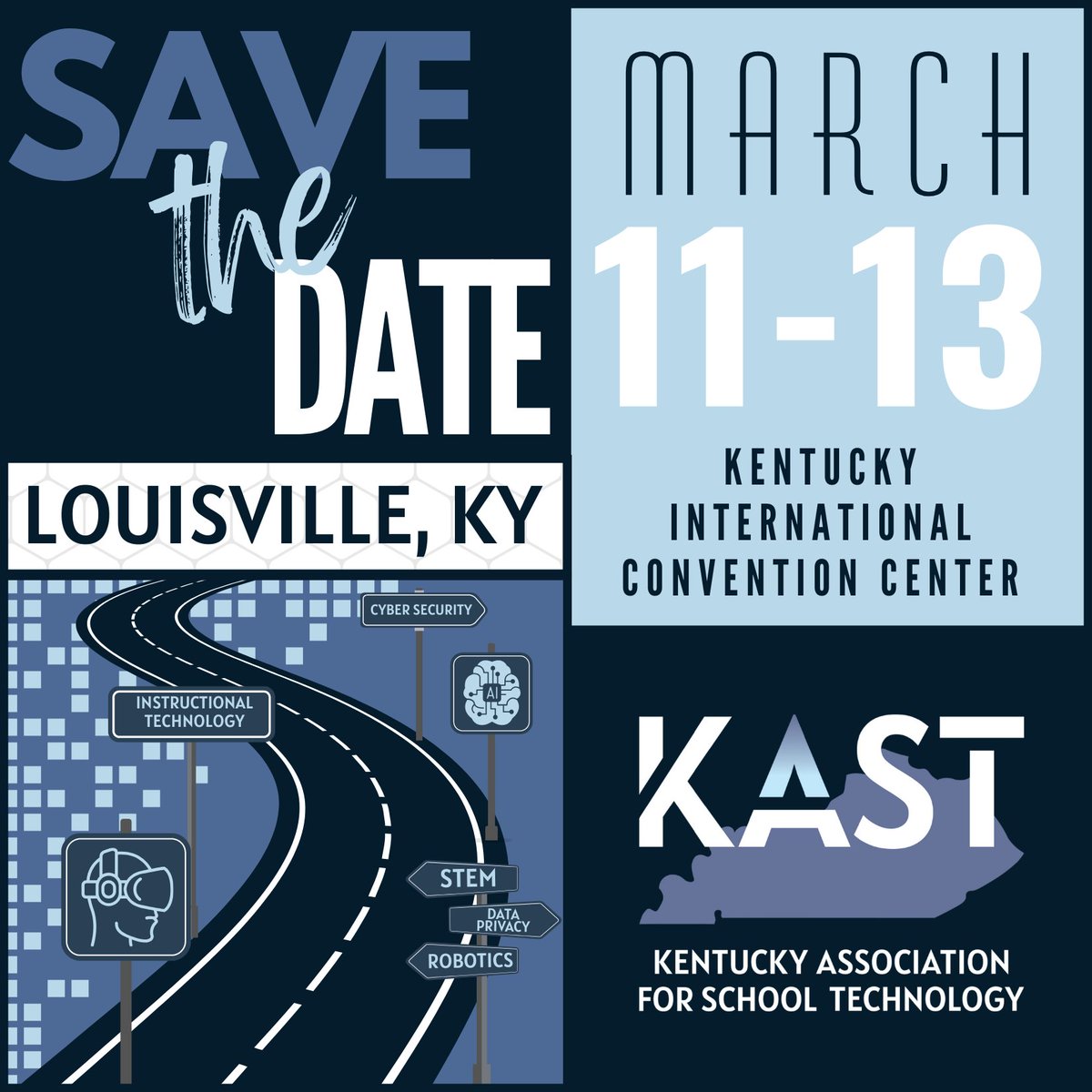 kastk12's tweet photo. 📣 Exciting news! 
🛣️ Join us for “KAST: Navigating the Future of EdTech” from March 11-13, 2026, at the Kentucky International Convention Center in Louisville, KY! 
 🌟Let’s shape the future together! Register today ➡️ https://t.co/ucQ2Gpg4ZB #KAST https://t.co/fVVvUGssQG