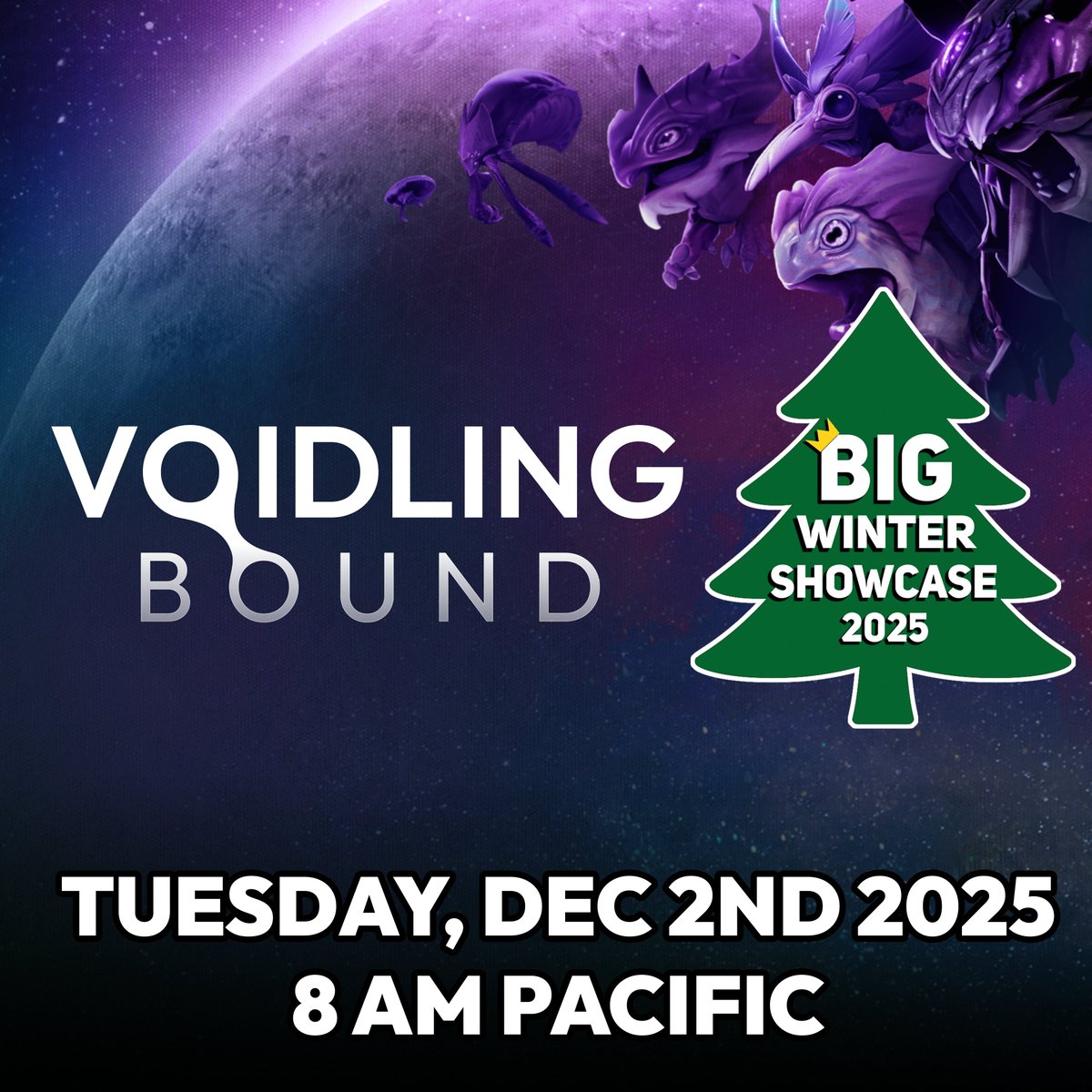 VoidlingBound's tweet image. Only one more day until @clemmygames BIG Winter Showcase!

Tomorrow, 8AM Pacific!

Catch our latest teaser trailer alongside many more awesome games :D
#BIGWinterShowcase #IndieGameDevs