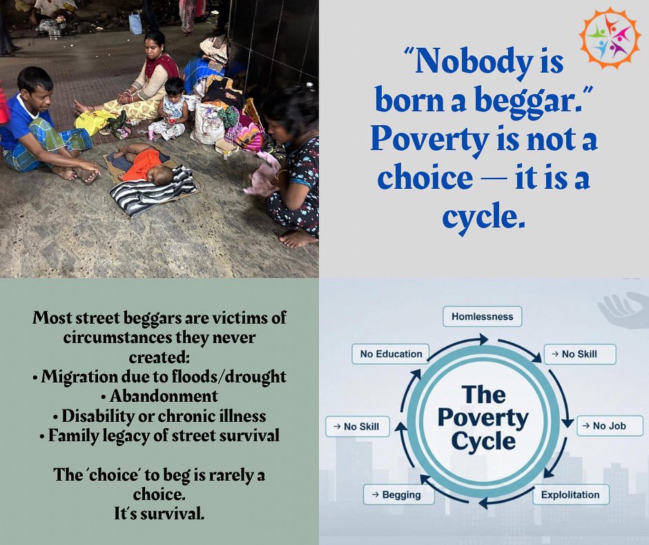OmniServeNGO's tweet photo. Why Begging Happens?
Let’s talk about the real reasons — not the myths.
#streettoskill #breakthecycleofpovert #letstalkaboutit #exploremore https://t.co/e537n28IIP