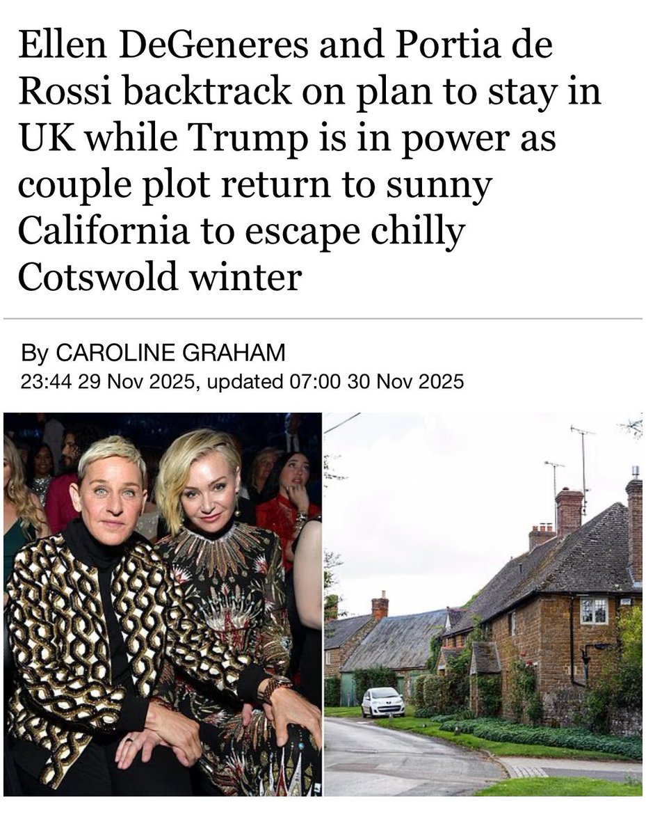 LiberalsLeaving's tweet photo. Liberals never leave. Oh, they say they do, and even when they actually do leave for a moment, they unfortunately eventually come back. Case in point: lunatic Ellen DeGeneres and Portia de Rossi. https://t.co/7WJa3DyfO3
