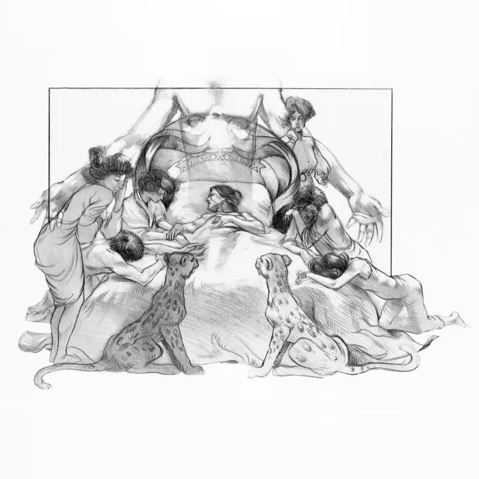 Sabbath Bloody Sabbath was released #OnThisDay in 1973, with album artwork by the legendary illustrator, Drew Struzan. Drew, who sadly passed away in October, came up with all of the design concepts and even photographed himself for the reference photos ✟

Photos &amp; sketches by