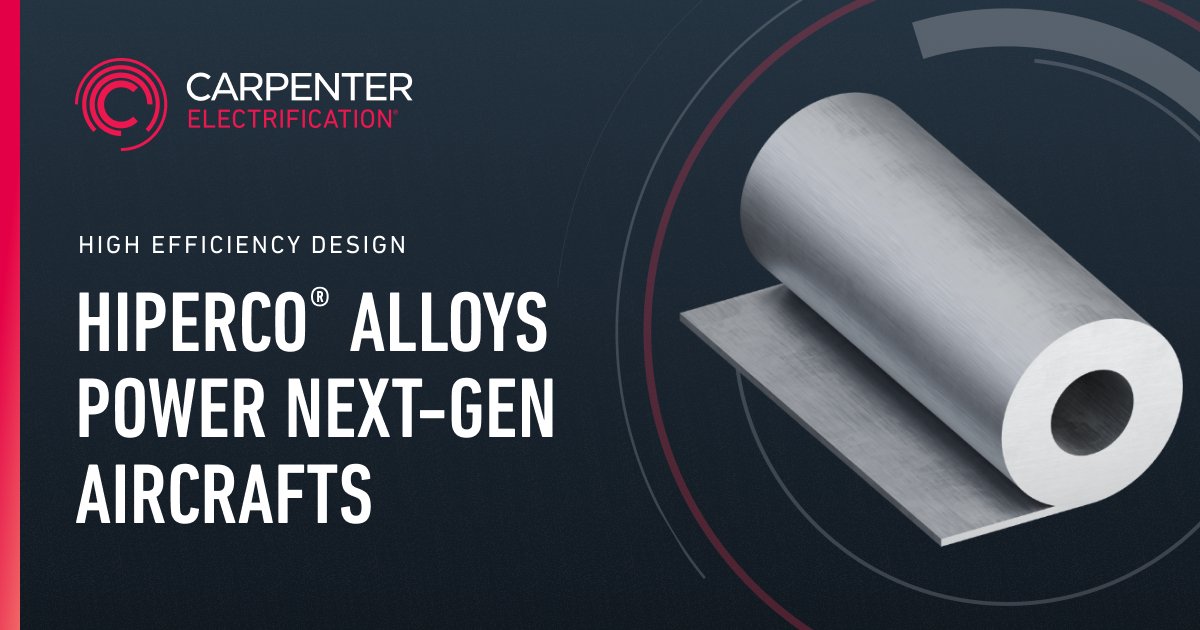 CTElectrify's tweet photo. Discover Hiperco® 50—our high-induction iron-cobalt alloy, engineered for superior torque, thermal management, and core loss reduction. How are you tackling power density and weight challenges in your designs? Explore more: https://t.co/bxHMed9ttN https://t.co/W5PstyP4Dz