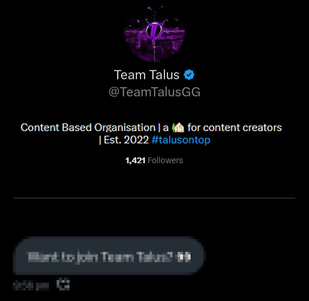 TeamTalusGG's tweet image. 25 random people who interact will receive this secret DM 👀