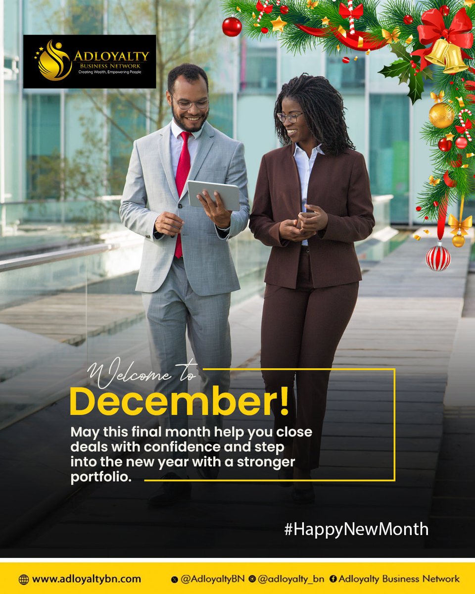AdloyaltyBN's tweet photo. Welcome to December! May this final month help you close deals with confidence and step into the new year with a stronger portfolio. https://t.co/ePYntRvsE4