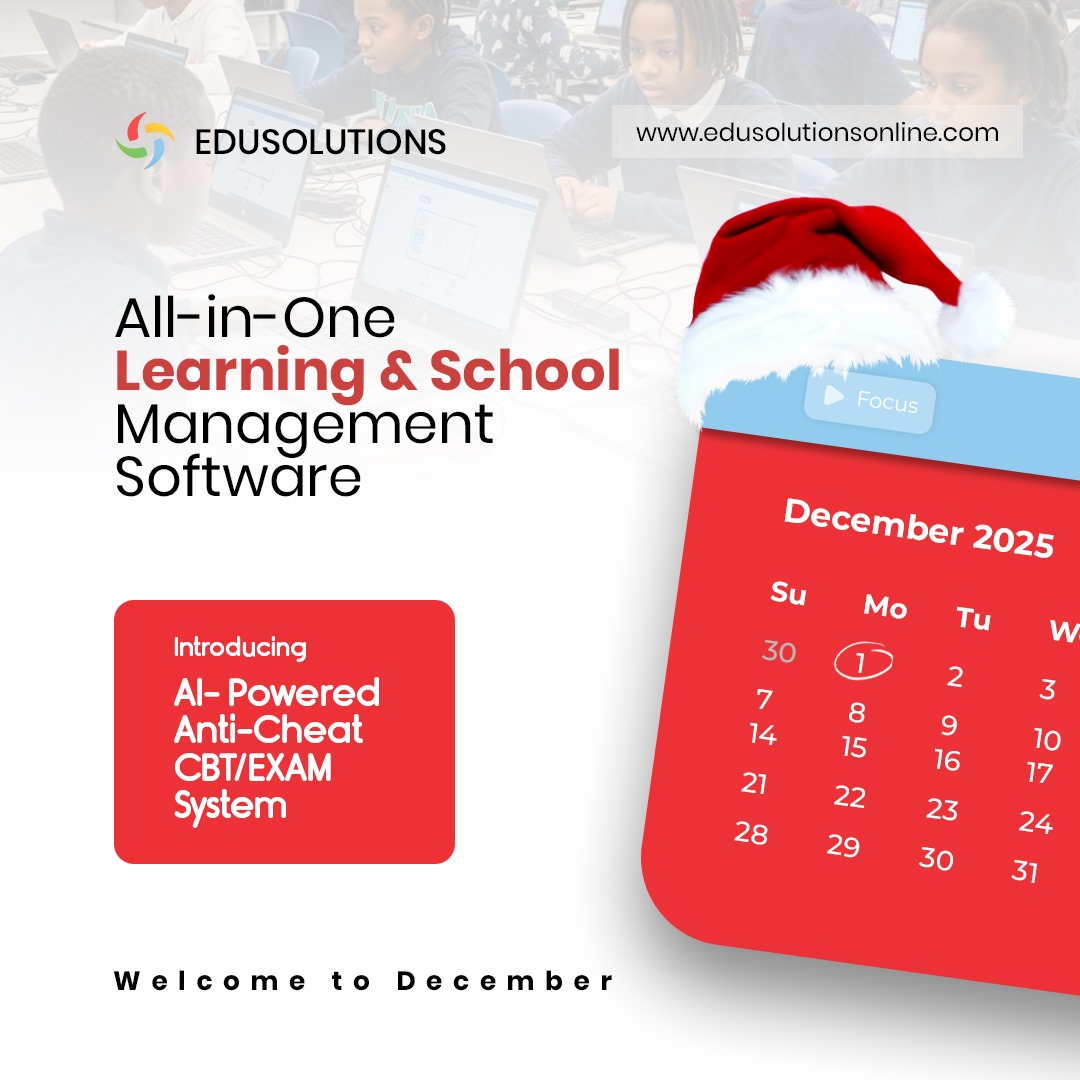jitsolutionsng's tweet photo. Edusolutions wishes you a Happy New Month of December!

We proudly present our all-in-one learning and school management software, designed to simplify administration, enhance teaching, and improve student performance

And now, introducing our AI-powered Anti-Cheat CBT/Exam System, built to ensure integrity, transparency, and a seamless assessment experience for schools and institutions.

Empowering education, one solution at a time.
Welcome to the future of smart learning

#Edusolutions #DecemberVibes #SchoolManagementSoftware #EdTech #CBT #AIPowered