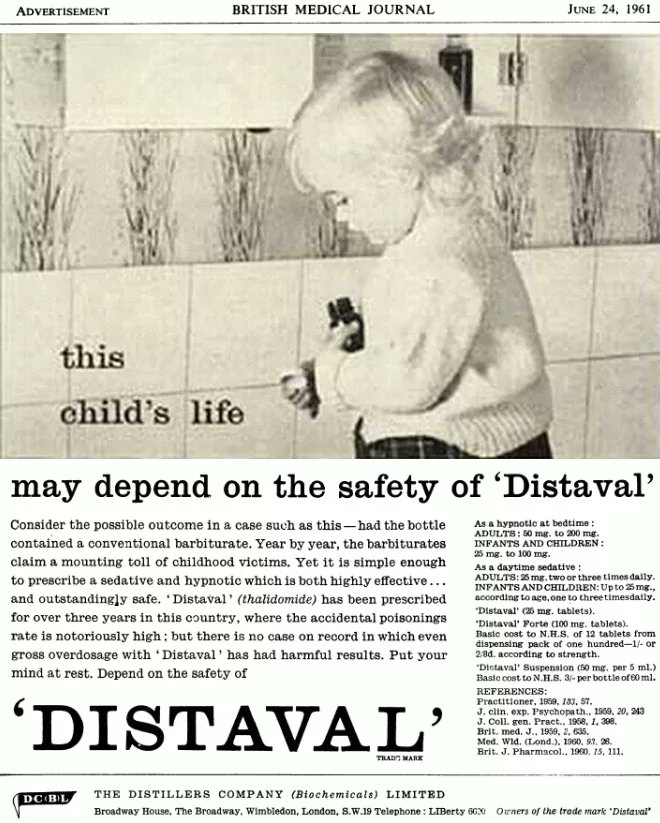 Let's talk about how long it takes for obviously wrong medical advice to change.

1950s: Doctors recommend smoking to pregnant women.
"It calms the nerves. Helps with stress."
Evidence of harm: Mounting.

How long until doctors stop recommending it: 20+ years.

1960s: Thalidomide