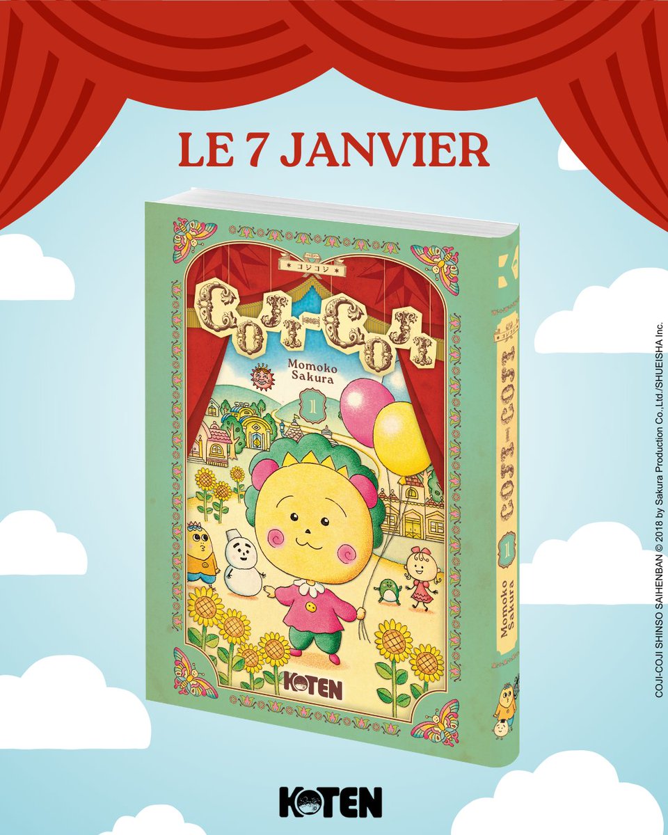 Après Chibi Maruko-chan, Momoko Sakura vous invite à découvrir l’univers farfelu de Coji-Coji ! 🌻
En janvier, suivez les aventures de cette adorable créature venue des étoiles, dans le monde des contes.

Coji-Coji - Tome 1, disponible dès le 7 janvier en librairie !