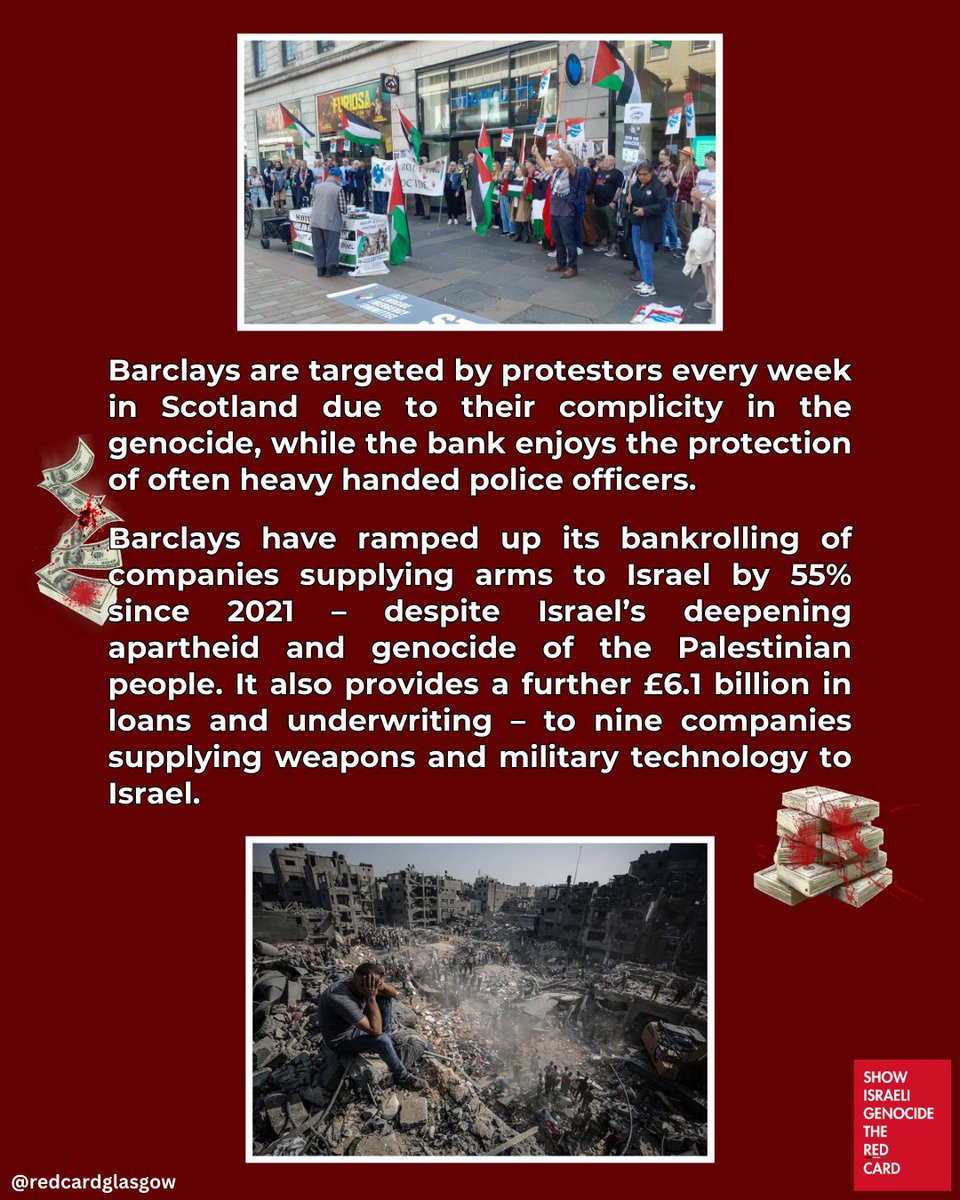 RedCardGlasgow's tweet image. Today the @scottishfa proudly announced they were &apos;partnered&apos; with the Bank of Genocide who pump billions into weapons that murder Palestinians. 

Shame on the SFA and shame on @barclaysuk