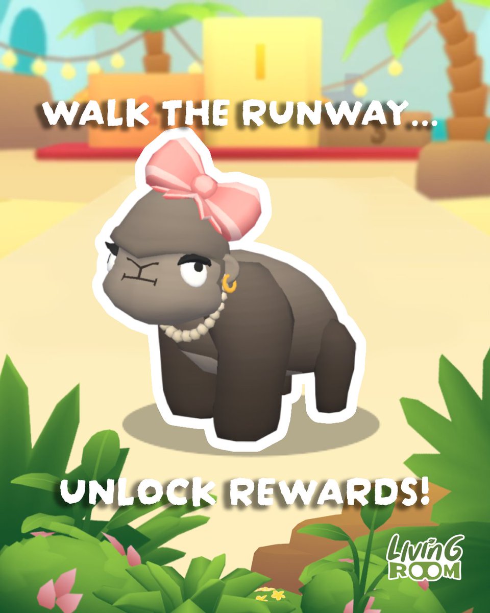 LivingRoomVR's tweet photo. The glow-up is real✨🎀 Your pet’s runway moment starts here. 

Coming soon to Horizon Worlds!🏝️

#MetaQuest #MetaHorizon #HorizonWorlds #LivingRoom #VR #MR #VRGaming https://t.co/kavmnoEhNQ