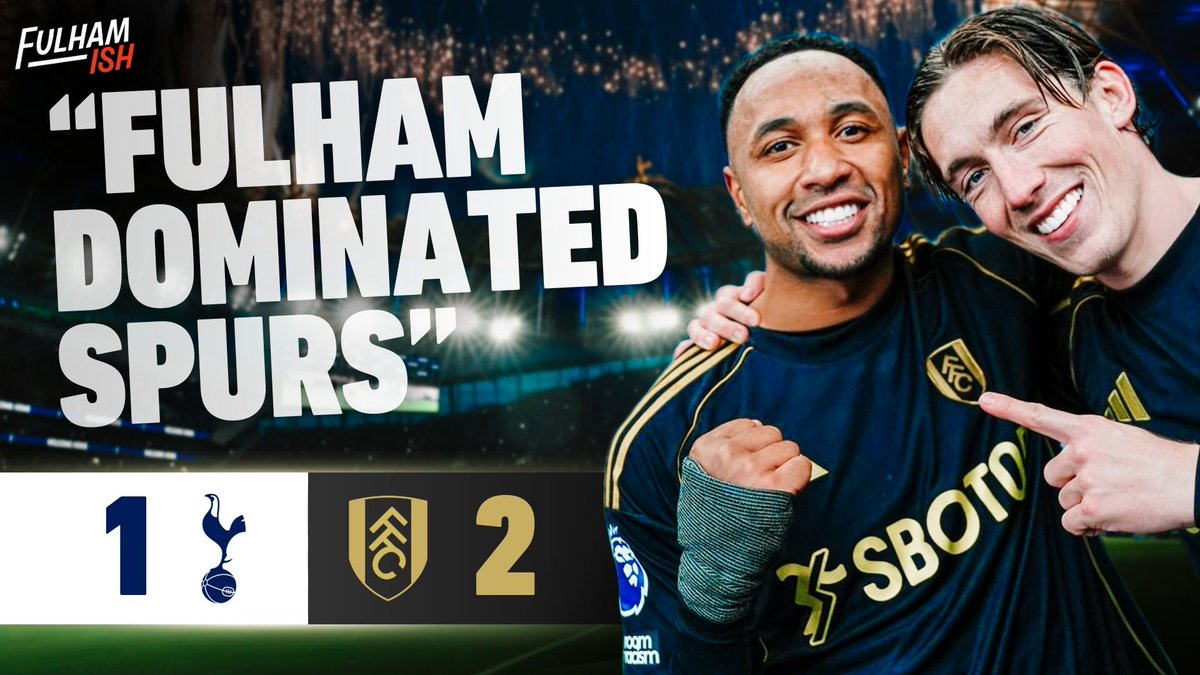 🎙️NEW PODCAST: Silva's 200 Stunner
 
We review Fulham’s first away win of the season over Spurs and look ahead to Tuesday night against Man City.

<a href="/MrSammyJames/">Sammy James</a> · <a href="/esbarnard_/">elizabeth</a> · <a href="/J_Strudders/">Jack Stroudley</a> · Oscar O'Kane 

📺Watch: youtu.be/s2L7Pf7Ec2Y