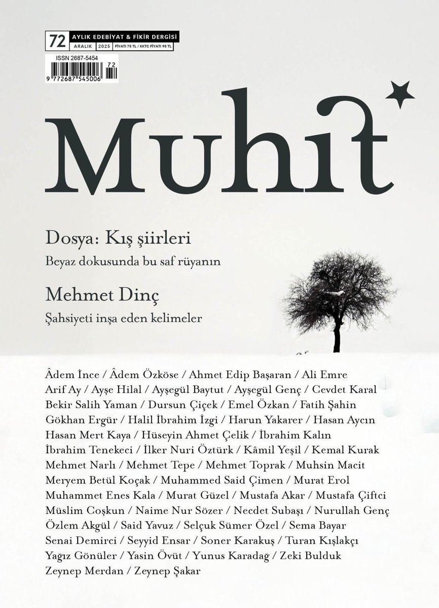 Edebiyat iyidir. Bazen bir şiir, bazen bir kitap bize sığınak olur. Dergimizin aralık sayısı Kış Şiirleri dosyasıyla çıkmıştır. Bereketli okumalar dileriz.