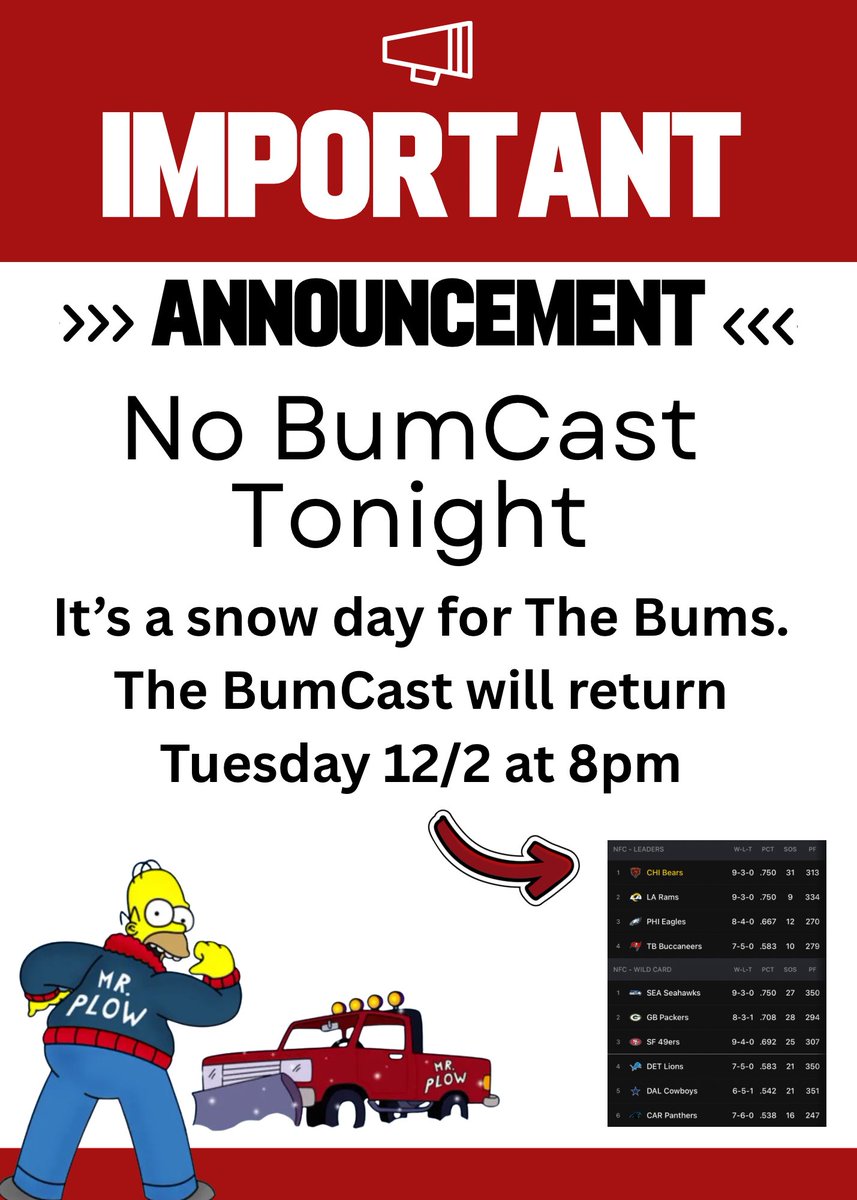 ChiSportsBums's tweet photo. 🚨SCHEDULE CHANGE: No BumCast tonight. We will be back tomorrow night to talk 1st place Chicago Bears and remind you all how much Green Bay sucks.
Subscribe & tell all your friends ⬇️
https://t.co/8VYqTQs8wL https://t.co/jpNDRdFG9z