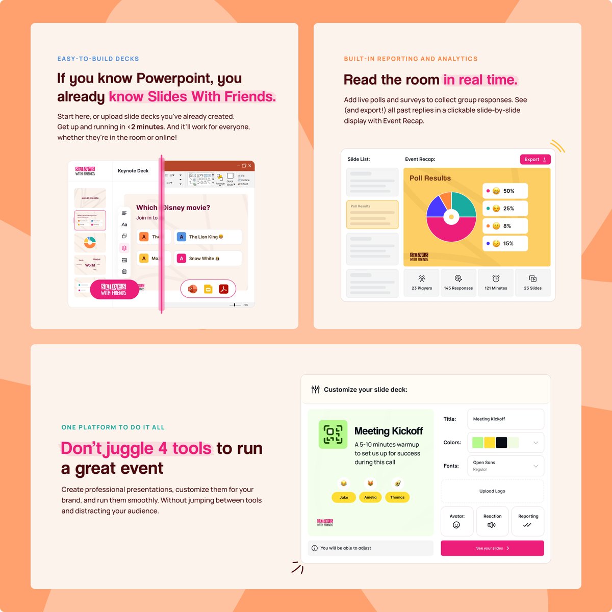 beetlebeetle's tweet image. This year we worked on the copy + design + illustration system for a presentation engagement platform.

The brief was tricky: fun enough for classrooms, credible enough for enterprise teams.

Here’s what we built:

• A single-column, super-readable layout
• Bold, friendly…