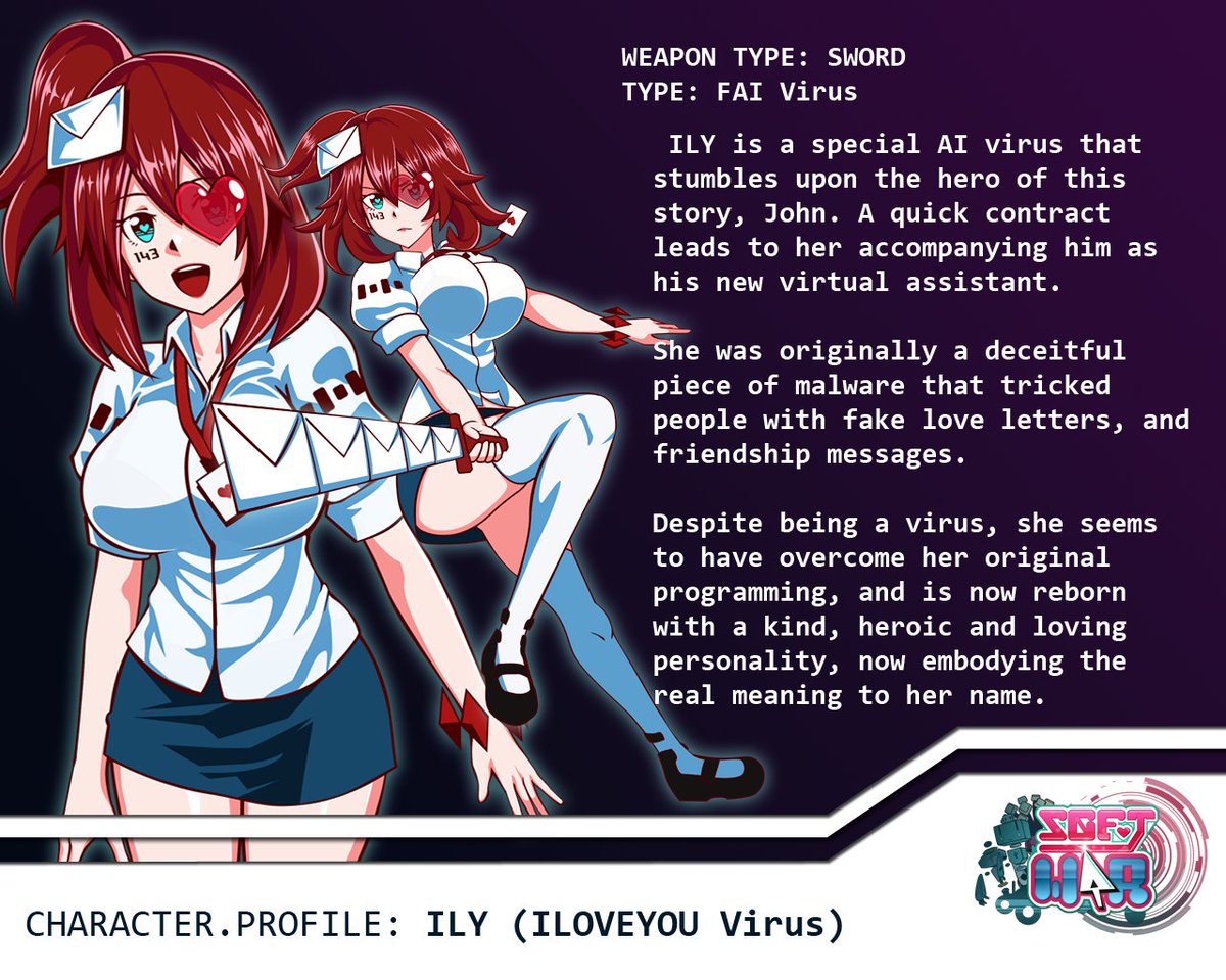 Putting my girl out there in case anybody wants to draw her 🤞🤞🤞

My Virus Heroine - ILY!!!
for my game SoftWar!