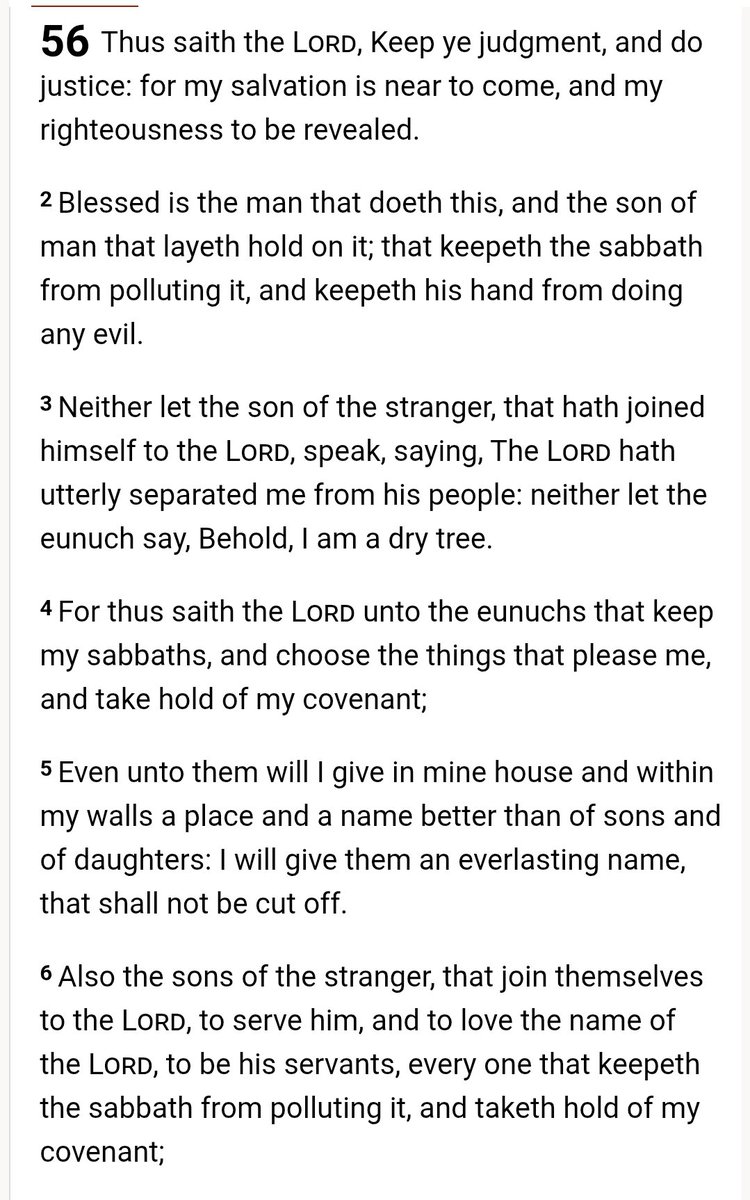 MRHANNIBAL10's tweet photo. @SchizoScout @Dancr200 @DefiantBaptist @godlywomanhood Further, Paul advocated celibacy, and Isaiah directly quoted the Creator of Heaven and Earth that eunuchs who are obedient who receive inheritance and a name of Sons and Daughters.

So did the Messiah, effectively carrying both of these points. https://t.co/Z0MfI9eWmb