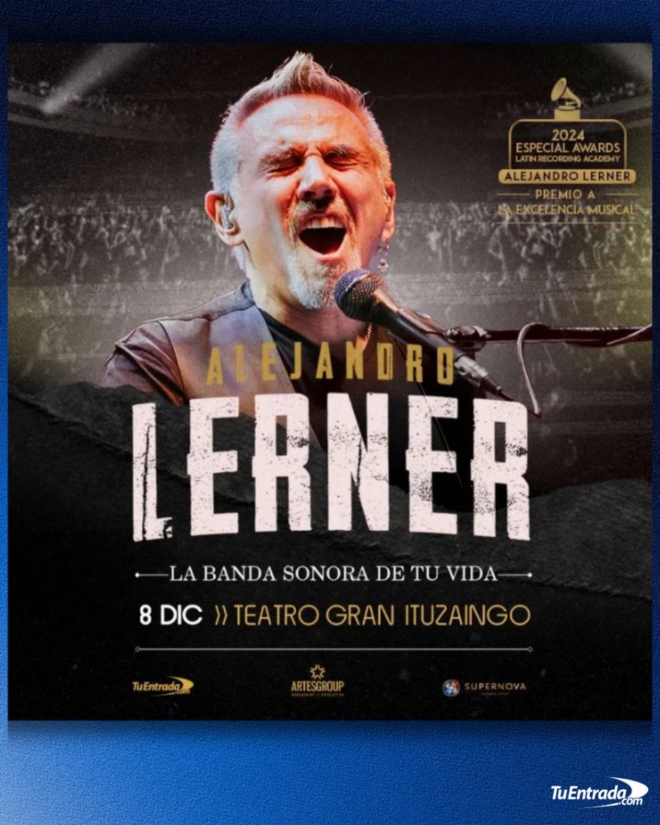 Alejandro Lerner en Ituzaingó 🎙️

✨Llega el tour “La Banda Sonora de Tu Vida” para celebrar una noche más es especial.

📍Teatro Gran Ituzaingó
📅 Lunes 8 de Diciembre • 21hs
🎟️ tuentrada.com

<a href="/alelernerok/">Alejandro Lerner</a>  #lerner #ituzaingo