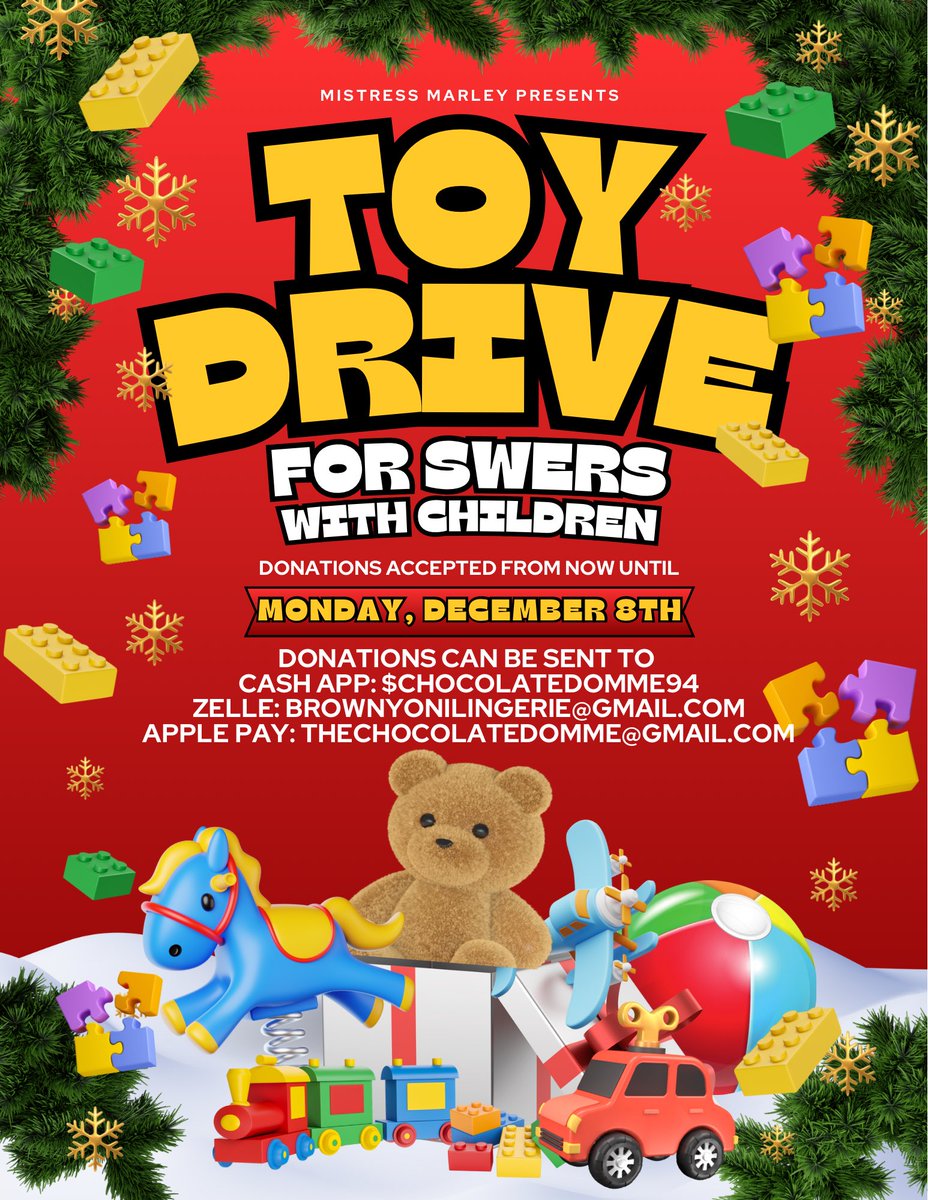 Good morning Femdom. 

Applications are now open for SWers in need this Christmas who want to provide gifts for their children. Please read form instructions before filling out. Form will close on DECEMBER 8TH. 

forms.gle/1RepV45v9JSYiP…

For those still wanting to donate, the