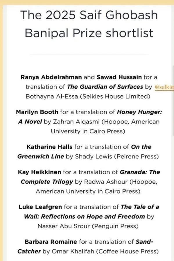 حارس سطح العالم في القائمة القصيرة لجائزة سيف غباش - بانيبال للترجمة.