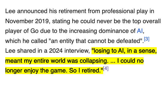 LiveOverflow's tweet image. Just stumbled over this quote from Lee Sedol... captures the Zeitgeist pretty well