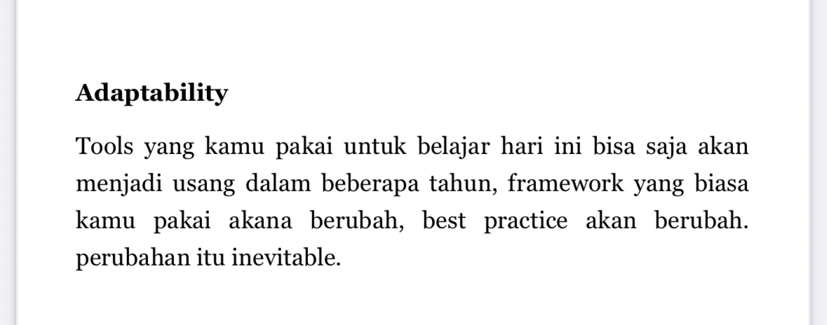 I've read the book.

Saya merekomendasikan buat dibaca buat siapapun yang sedang menavigasi tech job market di zaman Winter ini.

Di sini ustadz <a href="/indrazulfi/">Indra Zulfi🧢</a> dan tim menulis tentang pengalaman beliau. Dan di bagian ini, saya terhenti membacanya.

Kenapa? Karena ketiga