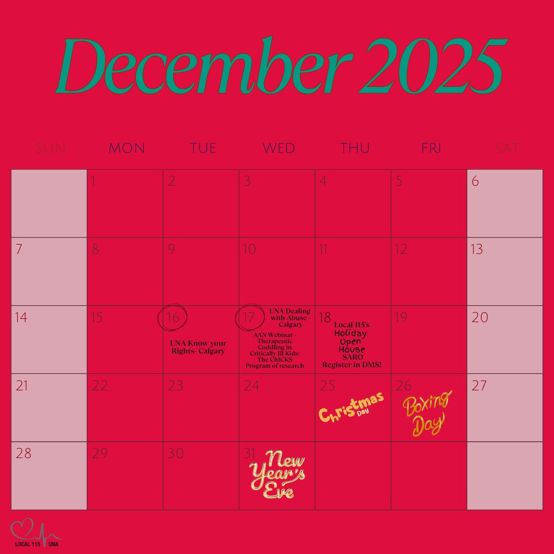 December 2025 UNA Local 115 events!