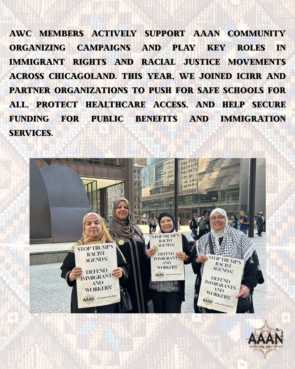 aaanmarkaz's tweet image. This Giving Tuesday invest in the leadership development of Arab women building power for our communities by donating at bit.ly/donateaaan.

#GivingTuesday #ArabWomensCommittee #CommunityPower #GrassrootsOrganizing #ImmigrantRights #ArabAmericanCommunity #WomenLeaders
