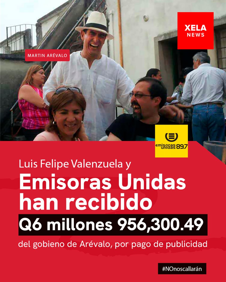 XelaNewsGt's tweet image. #CorrupciónSEMILLA 🌱| LOS NEGOCIOS DE LUIS FELIPE VALENZUELA, DIRECTOR DE EMISORAS UNIDAS, CON EL HERMANO DEL PRESIDENTE BERNARDO ARÉVALO.
En lo que va de este año 2025, el gobierno de @BArevalodeLeon  le ha pagado a @EmisorasUnidas Q4 MILLONES 463,513.36 en publicidad, en pagos…