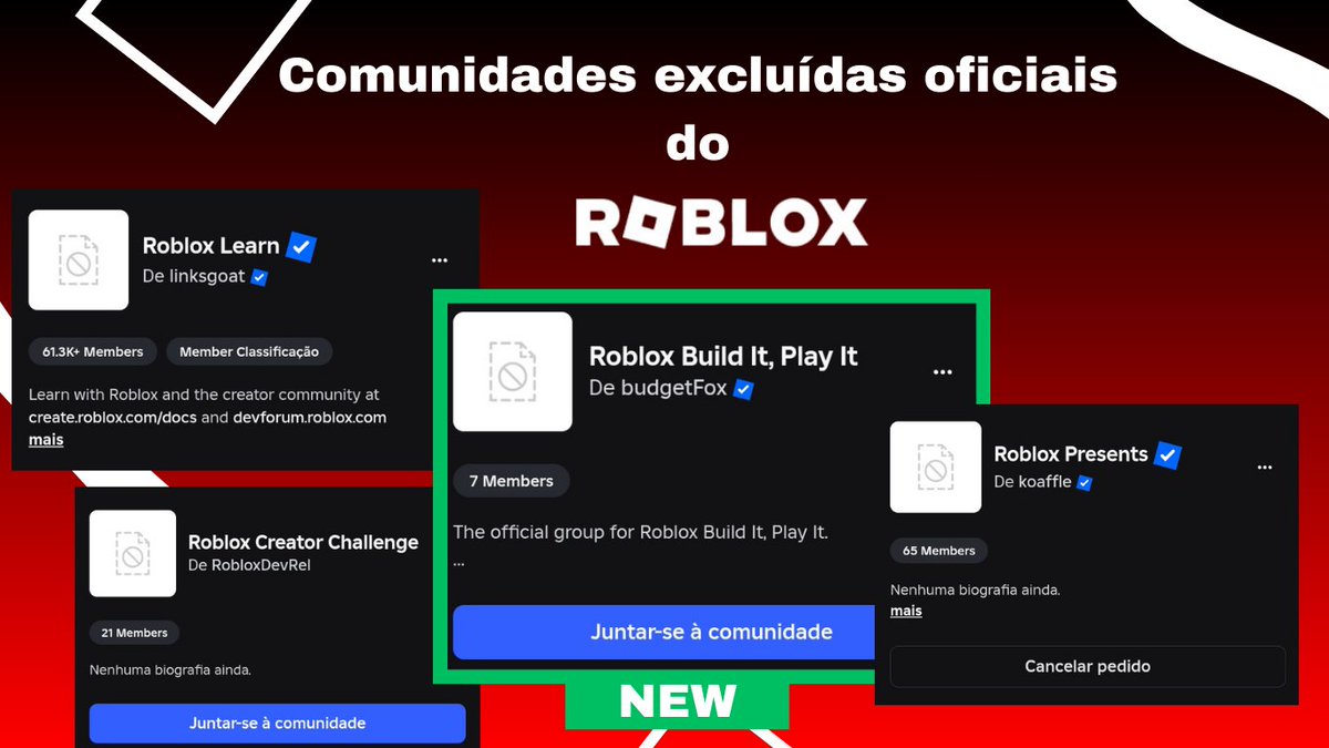 Roblox_NewsX's tweet image. ❌ Quarta comunidade oficial do Roblox tem imagem removida, mas problema ocorreu ao longo da semana

A comunidade Roblox Build It, Play It teve sua imagem marcada como “Content Deleted” hoje, tornando-se a quarta comunidade oficial do Roblox afetada.

Ao longo desta semana,…
